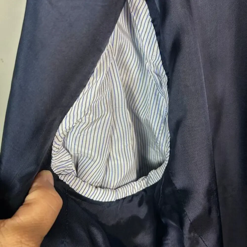 Massimo Dutti blazer Men's 48‎ R Finest Italian Fabric blue wool textured